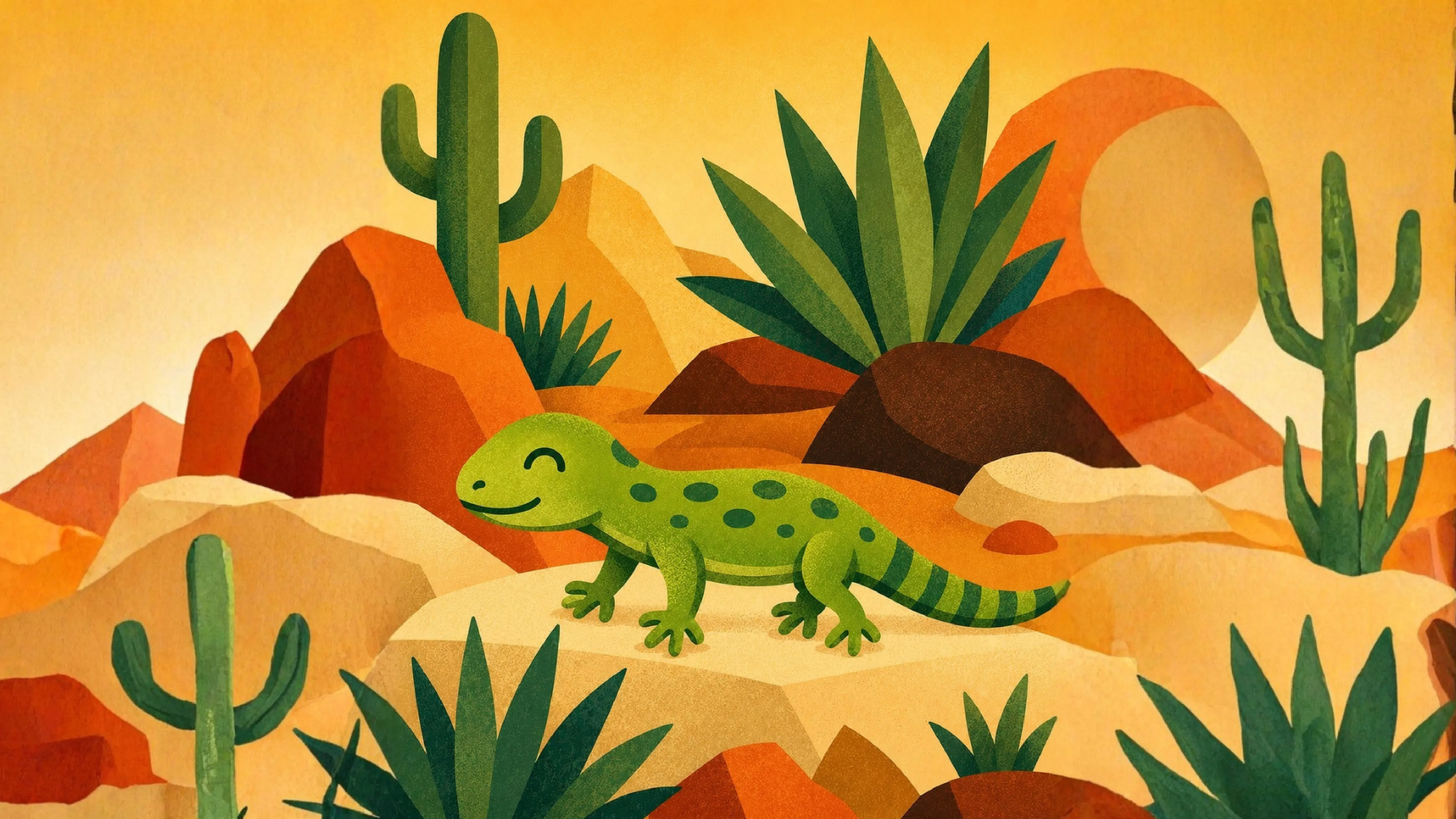 Ilustração do Calango, mascote do time Cacá